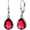 Stříbrné visací náušnice Maira se syntetickým rubínem