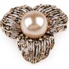 Brošňa s brúsenými kamienkami a perlou - 1 ks 1 ružovozlatá