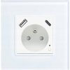 ELEKTRICKÁ ZÁSUVKA USB A+C WIFI SKLENENÁ TUYA S MERANÍM SPOTREBY ENERGIE 20W 3A QC