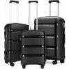 Kono K2092L Sada 3 kufrov spinner 55cm 65cm 76cm Čierny Polypropylén