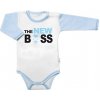 Body dlhý rukáv s vtipným textom Baby Nellys, The New Boss, veľ. 80, chalan, 80 (9-12m)