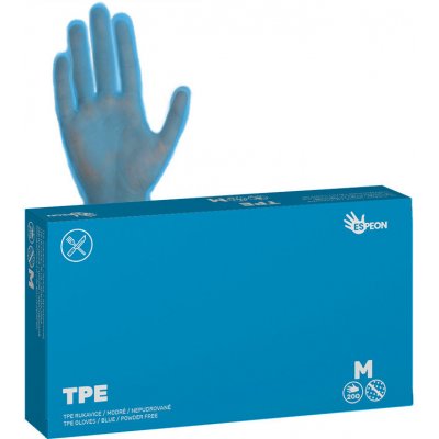 Espeon TPE rukavice 200 ks, nepudrované, modré, 37 mi Velikost: M