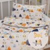 Biante Detské bavlnené posteľné obliečky do postieľky Sandra SA-613 Modro-oranžové lesné zvieratká na bledo sivom Do postieľky 100x135 a 40x60 cm