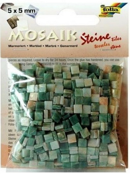 Folia Mozaikové kamienky mramorové, 5 x 5 mm zelená