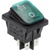 Kolískový vypínač obdĺžnikový s podsvietením KCD4, IP65, 250V/16A Zelená