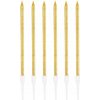 Narodeninové sviečky dlhé - zlaté, 6 ks
