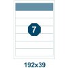 Samolepiace etikety, dĺžka 192 mm, šírka 39 mm, 7 ks na archu A4, 100 listov/bal.