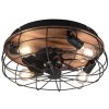 Trio R61105032 stropný ventilátor s osvetlením Trondheim 4x10W | E27 - diaľkové ovládanie, časovač, 3 rýchlosti, drevo, čierna