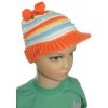 Detská pásikavá čiapka so šiltom a brmbolce Farba: Ružová, Veľkosť: UNI