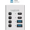 USB hub 4× USB 3.2 Gen 1 s individuálnymi vypínačmi a 2v1 káblom USB‑A/USB‑C LOGILINK