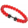 Motivačný fitness náramok FIT LIFE červené korálky - čierna činka