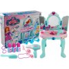 LEAN TOYS Toaletný stolík Beauty Set so zrkadlovým svetlom modro-ružový