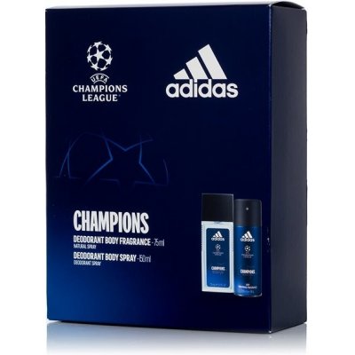 Adidas UEFA Champions League Dare Edition VI dezodorant sklo 75 ml + sprchový gél 250 ml + deospray 150 ml darčeková sada
