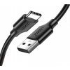 UGR Ugreen USB-A / USB-C kábel 3A 0,25 m US287 (čierny)
