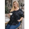 Fashionweek Dámska blúzka Plus Size bavlnená kvetinová voľný strih K8105 Farba: Čierna, Veľkosť: Universal