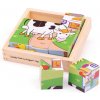 Bigjigs Toys Obrázkové kostky kubusy Zvířátka 9 kostek