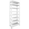 Kovový regál Biedrax 45 x 90 x 210 cm, biely - 8 políc biele lamino 12mm, 275 kg