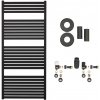 CERANO - Kúpeľňový radiátorový set Vincenzo - ústredné vykurovanie - bočné pripojenie - 600W - čierna matná - 1330x600 mm CER-663529
