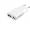WG - Sieťová nabíjačka GaN 2x USB, 1x USB-C 30W + 1x USB-A 18W, biela, Ultra Slim