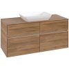 VILLEROY & BOCH Collaro závesná skrinka pod umývadlo na dosku (umývadlo v strede), 4 zásuvky, s LED osvetlením, 1200 x 500 x 548 mm, Oak Kansas, C112B0RH