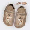 Detské barefoot papuče, kožené, medvedík, do škôlky, kávové, semišové, veľkosť 24/25
