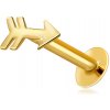 Šperky eshop - Piercing do pery a brady zo 14K žltého zlata - motív šípu S2GG206.40