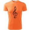 Husľový kľúč z nôt - Pánske tričko Fantasy športové - 2XL ( Neon mandarine )