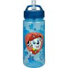 Fľaša na pitie Paw Patrol 500ml, so slamkou, transparentná modrá s potlačou
