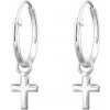 Amonisimo Strieborné náušnice kruhy 12 mm kríž 6072