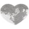 Nažehlovačka srdce s flitrami strieborná svetlá 1ks