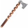 Battle Merchant Vikingská sekera z ocelolitiny, typ D, s rytinou a koženou omotávkou