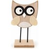 DECOLED Drevená stolová dekorácia sova 8,5 × 4 × 16 cm, stojaca