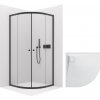 CERANO - Sprchovací kút Orso L/P 6 mm - R550 - čierna matná + CERANO - Sprchová vanička Quarto - R550 - štruktúrovaná biela matná - 90x90 cm