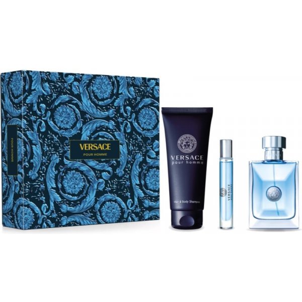 Kozmetická sada Versace Pour Homme toaletná voda 100 ml + šampón a sprchový gél 150 ml + cestovný sprej 10 ml