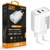 Rýchla nabíjačka Aligator PD 20W USB-C + USB, biela