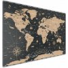 Allboards magnetická bezrámová kovová tabuľa s potlačou 90x60cm - mapa sveta