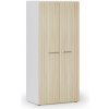 Kancelárska policová skriňa PRIMO WHITE s dverami, 800 x 500 x 1781 mm, biela/dub prírodná