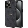 Guess PU Leather 4G Colored Ring MagSafe iPhone 15 Pro, čierne