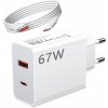 Nabíjačka Pre Xiaomi 67W Charging Combo Biela USB-A + Type-C PD 3.0 1m Kábel