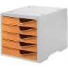 Triediaci box, 5 zásuviek, sivá/oranžová
