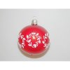 ONREX Vianočná ozdoba sklenená guľa červená vetvičky pr. 7 cm