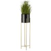 HowHomely KOVOVÝ kvetináč SO STOJANOM GLAMOUR 95 x 24 cm ČIERNA/ZLATÁ