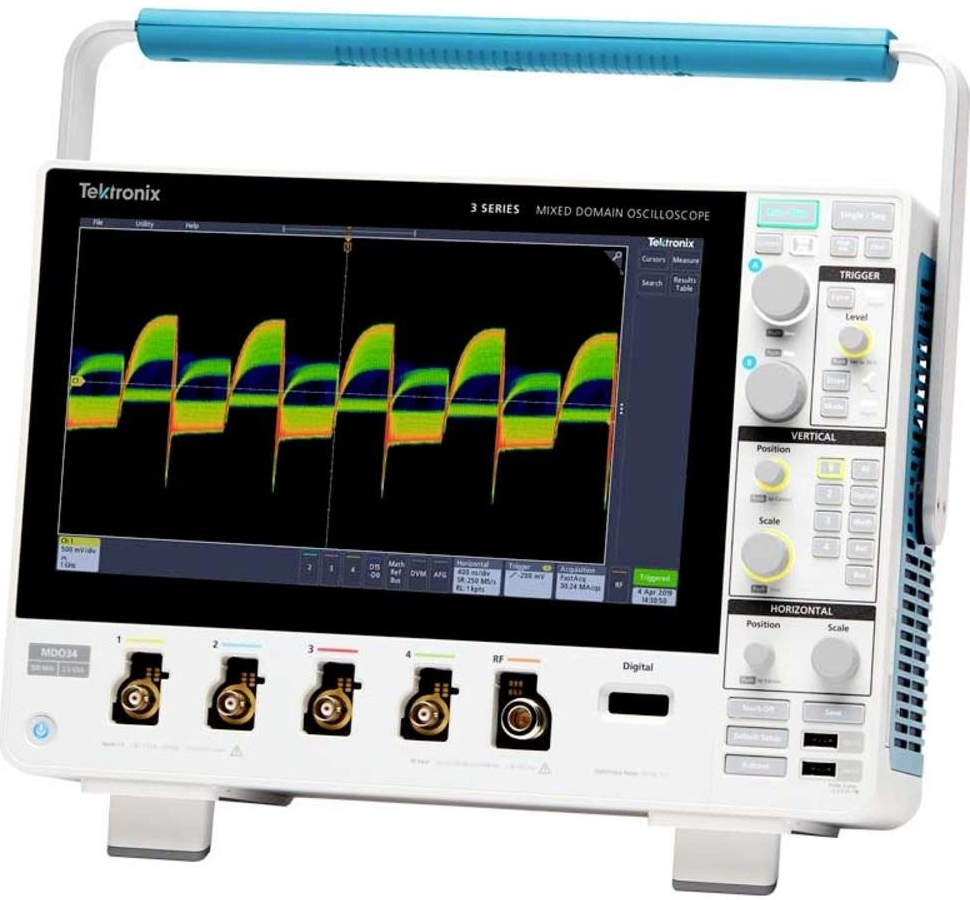 Tektronix MDO34 3-BW-500 + 3-AFG + 3-BND + 3-MSO analógový osciloskop 500 MHz 4-kanálová 128 kpts 8 Bit 1 ks