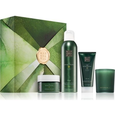 Rituals The Ritual of Jing sprchová pena 200 ml + telový krém 100 ml + telový peeling 125 g + vonná sviečka 140 g