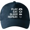 Play Eat Sleep Repeat game - Šiltovka so zahnutým šiltom a mosaznou sponou - Univerzálna veľkosť ( Tmavomodrá (takmer čierna) )