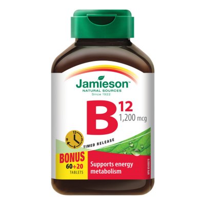 Jamieson B12 Vitamín 1200 µg s postupným uvoľňovaním 80 tabliet