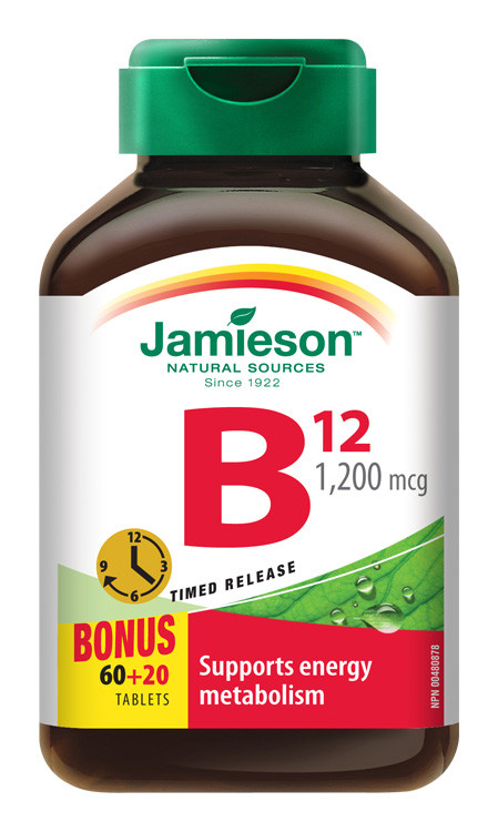 Jamieson B12 Vitamín 1200 µg s postupným uvoľňovaním 80 tabliet