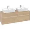 VILLEROY & BOCH Collaro závesná skrinka pod dve umývadlá na dosku, 4 zásuvky, s LED osvetlením, 1600 x 500 x 548 mm, Nordic Oak, C137B0VJ