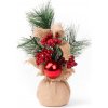 Dekorácia MagicHome Vianoce, Vetvičky v jute, s guľou, 23 cm, 2ks