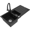 Mexen Andres, 1,5-komorový granitový drez 1000x500x200 mm a drezová batéria Elia, čierna, 6515-77-670101-70